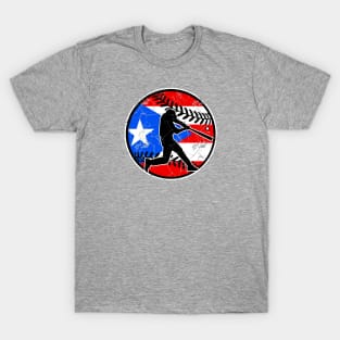 Puerto Rican Flag Baseball Hitter Puerto Rico Baseball Fan T-Shirt